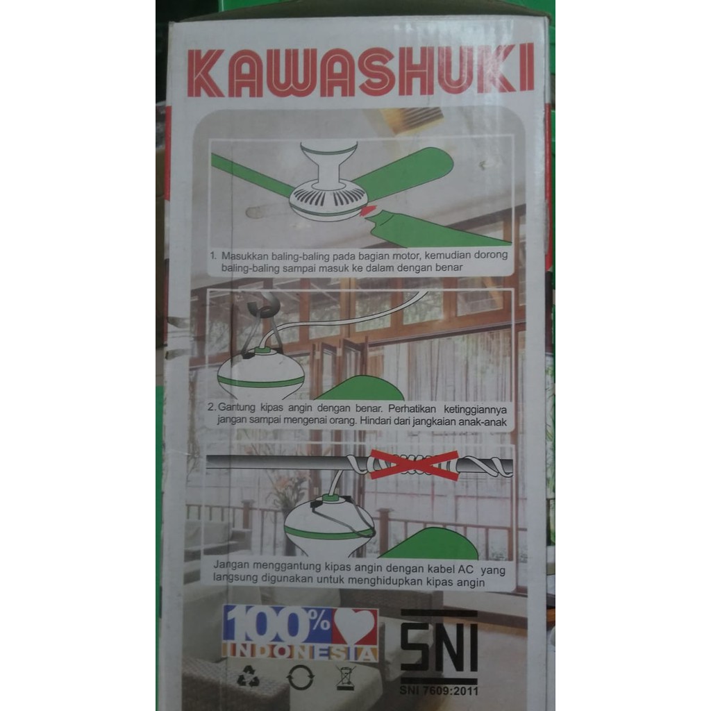 KIPAS ANGIN GANTUNG BALING 4 KAWASHUKI 20 W/KIPAS ANGIN PLAFON/KAWASAKI HELIFAN/Kipas Angin Gantung langit langit Plafon Helifan 20 Watt 4 Baling MYVO