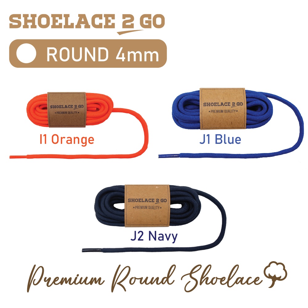 SHOELACE 2 GO PREMIUM TALI SEPATU BULAT ROUND - SR4 - 115CM - 4MM