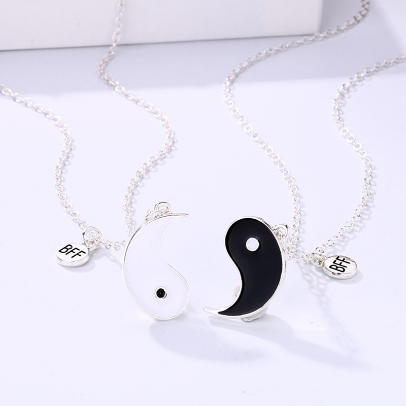 2pcs / Set Kalung Rantai Liontin Yin Yang Bff Untuk Pasangan