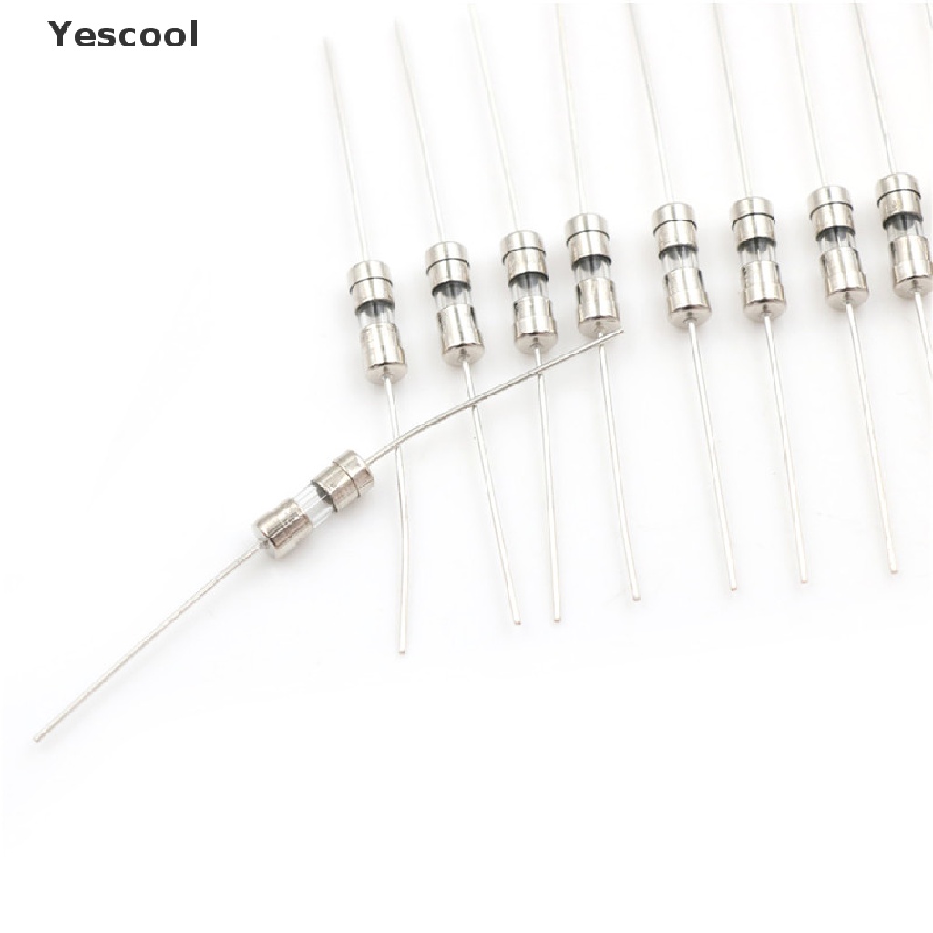 Yescool 10pcs Sekring Tabung Kaca Axial F1A / 1.5A / 2A / 3A / 5A 3.6x10mm 250V