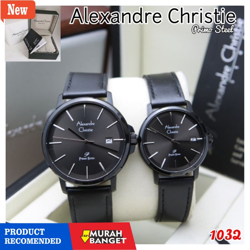 Jam tangan couple terbaik- JAM ALEXANDER CHRISTIE PRIA COUPLE KULIT AC 1032 ALEXANDRE CRISTY ORIGINA