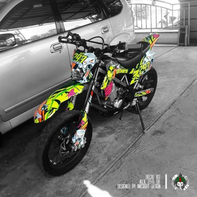 Decal KLX BF 150 Dekal Sticker Motor Custom Kawasaki Motif Grafis Fox Supermoto