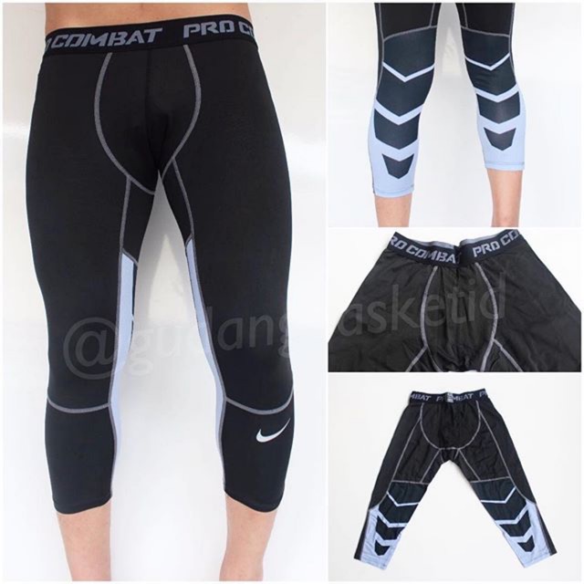 NPC NIKE PRO COMBAT Longpants 3/4 Baselayer Dalaman Import Celana Ketat Olahraga Basket Futsal Elite