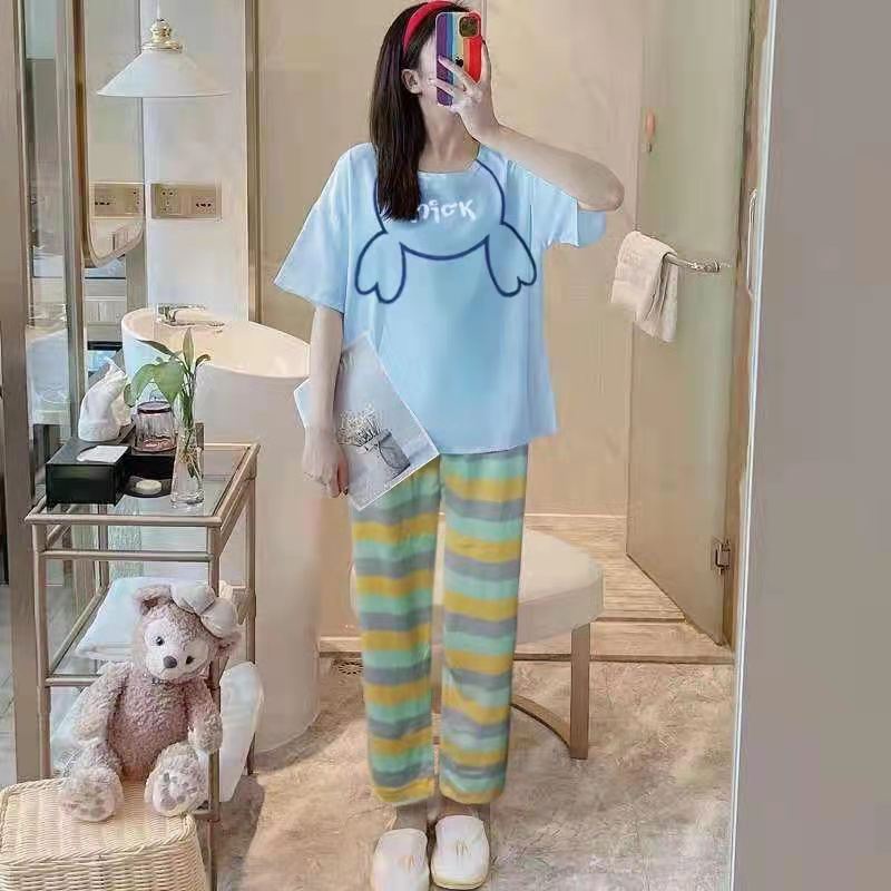 Piyama CP wanita baju tidur import jumbo/bigsize-CP MICK BLUE SALUR