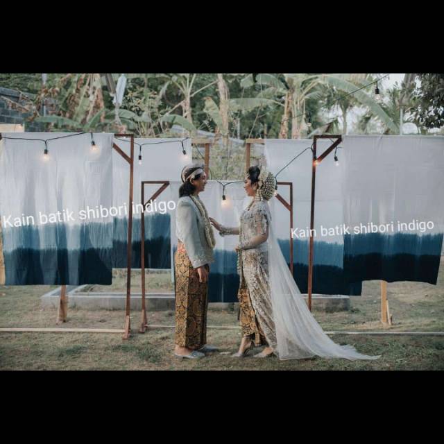 Kain batik jepang shibori indigo gradasi 3warna handmade bahan primis dan rayon