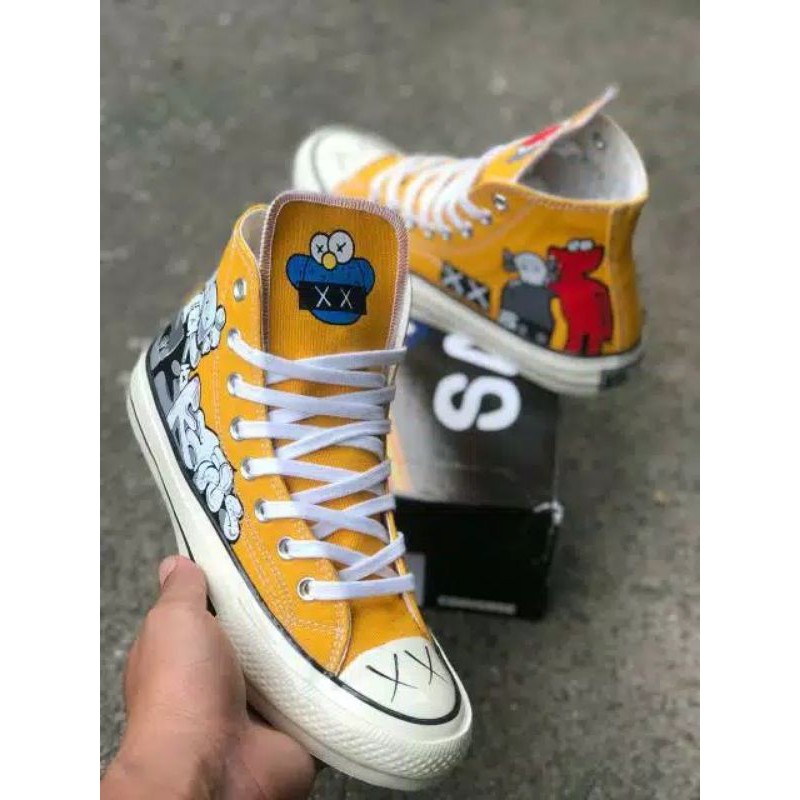 [BEST SELLER ] SEPATU CONVERSE High 70s x KAWS COMPANION YELLOW IMPORT VIETNAM