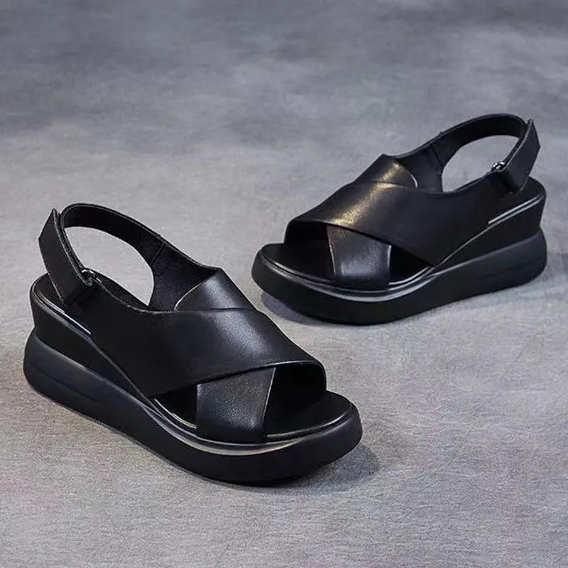 LURAD Sandal Wanita Wedges Korean Style Elegant BL363-HITAM