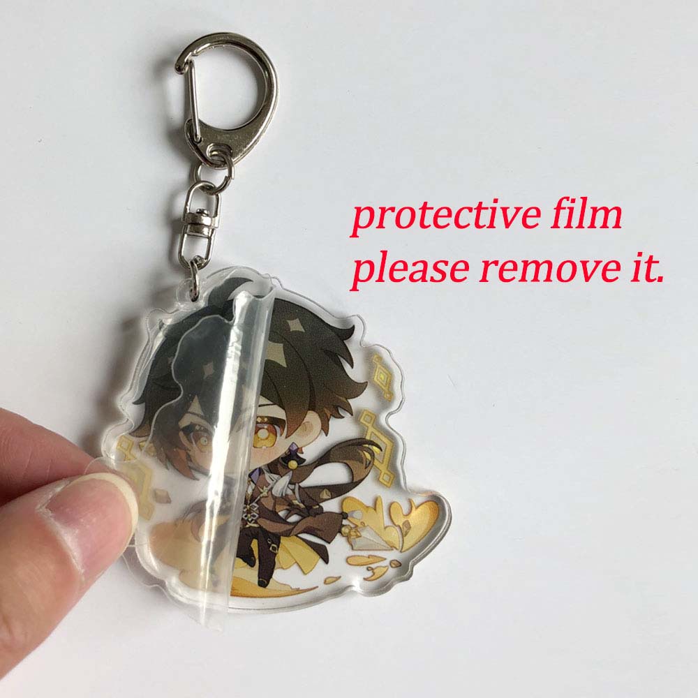 Needway  Car Keyring Genshin Impact Acrylic Keychain Anime Pendant Bag Pendant Cartoon Figure Keyring Delicacy Fans Gifts Double Sided Transparent Bag Decoration Cosplay Key Ring