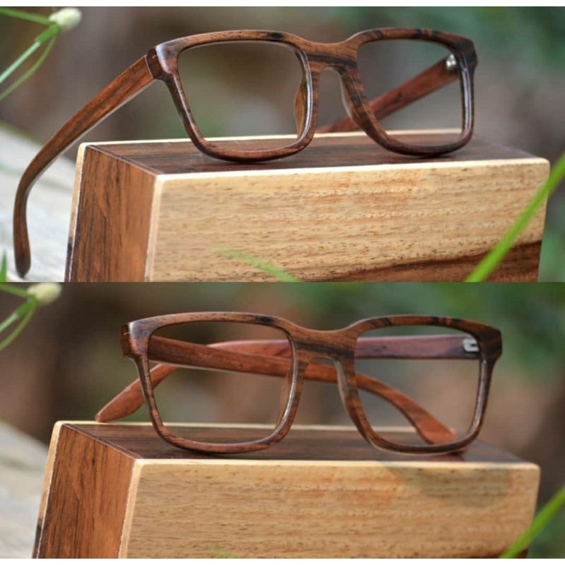 kacamata hitam frame kayu retro kacamata anti radiasi kacamata minus kacamata fashion pria wanita