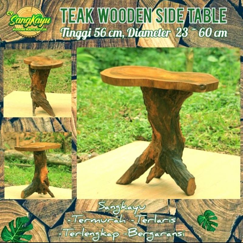 Meja kayu jati unik amazing teak wood wooden table Coffee table side07