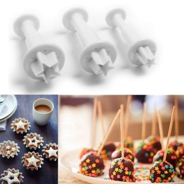 Fondant Plunger Cutter  - Cetakan Fondant Star Shape (3pcs)