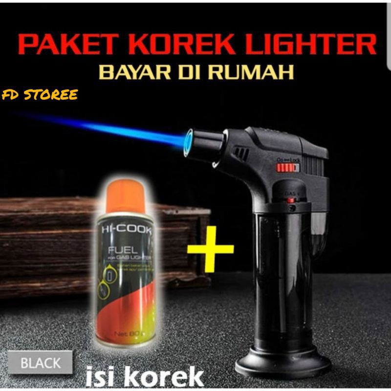 KOREK API FIRETECH Portable Gas Torch + Butane hi-cook refill untuk KEJU BOBA  CAKE DAGING