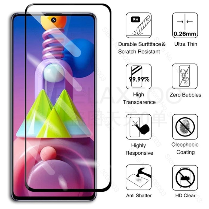 Tempered Glass Samsung M51 M52 M62 6.7 inchi Full Layar Anti Blue 10d Anti Gores