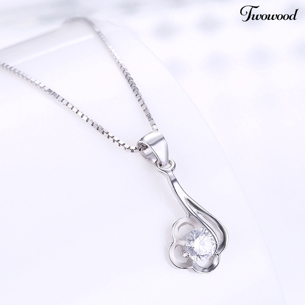 Twowood SILVERHOO 925 Silver Cute Women Necklace Flower Circle Cubic Zirconia Pendant Necklace for Party