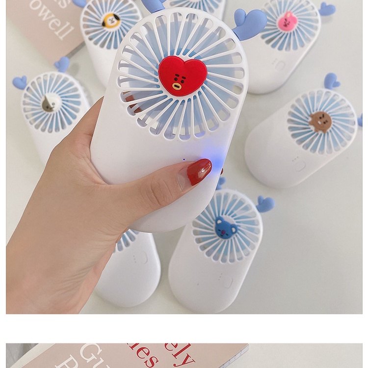 Kipas Angin Mini Fan Motif Kartun KPOP BTS TATA COOKY CHIMMY