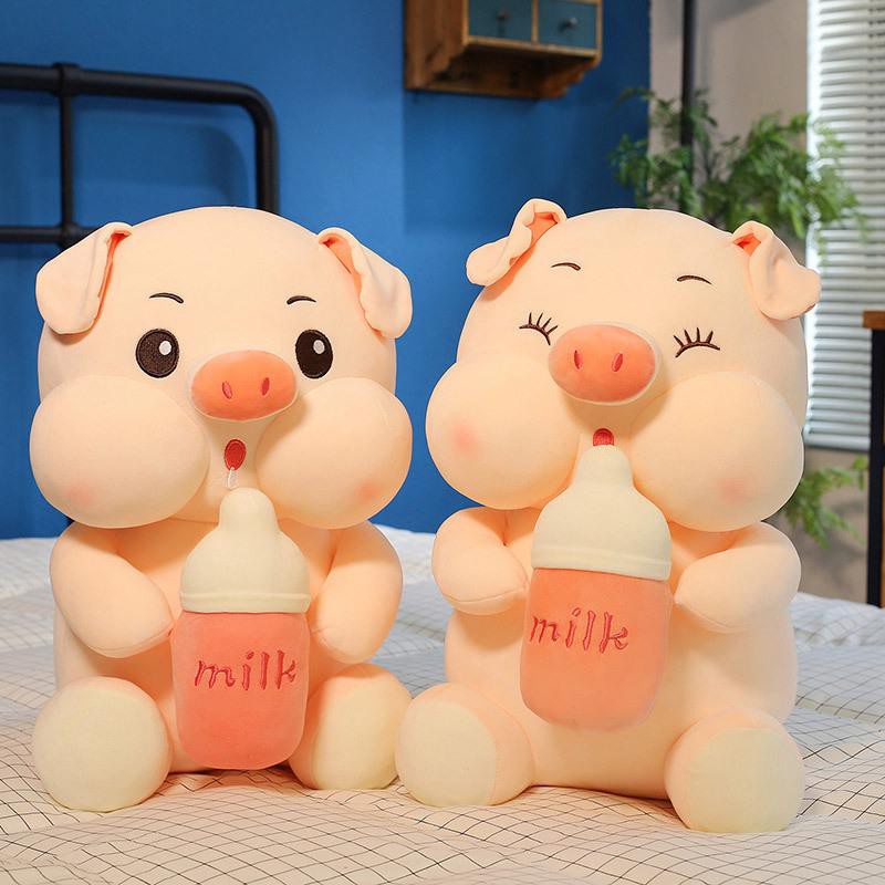 Boneka Babi Piggi Bottle Milk Plush Import Mainan Anak Lucu Imut Terbaru Ukuran 45cm