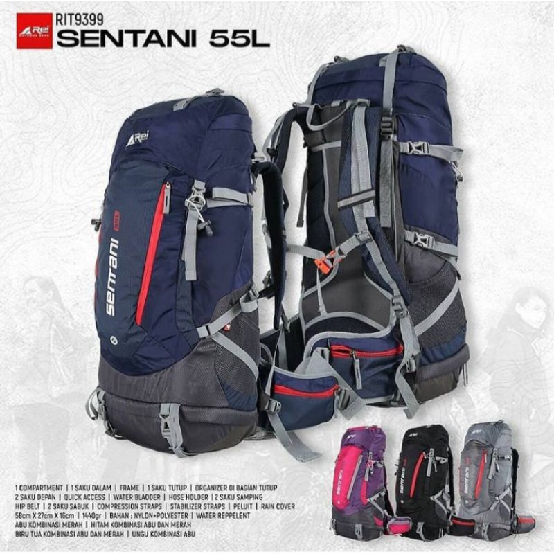 Tas Gunung REI Carrier Sentani 55L Arei Outdooorgear