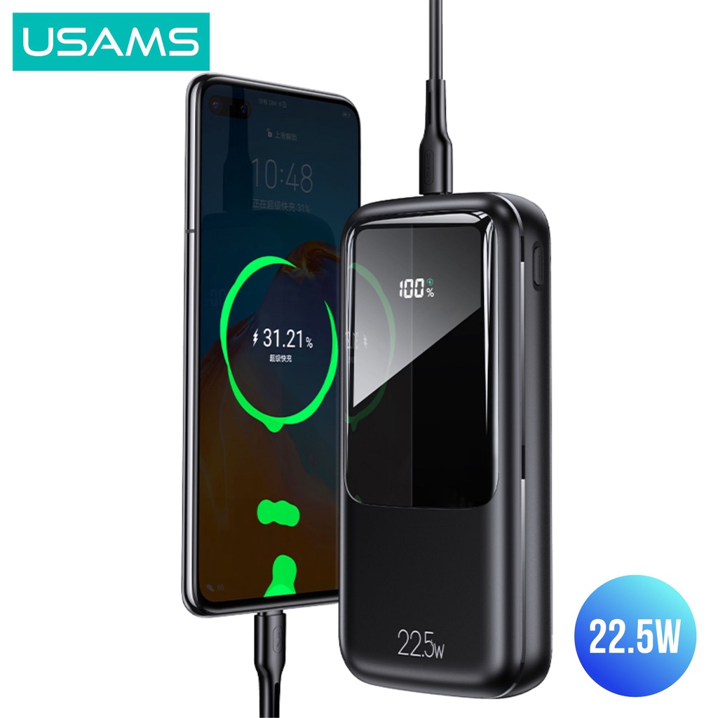 USAMS PB58 Powerbank Fast Charging 22.5W 20000mAh Broad LED Display