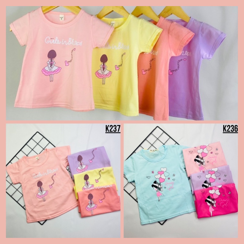 Baju Atasan Kaos Anak Bayi Cewek Perempuan 6bln-2thn Import Lengan Pendek