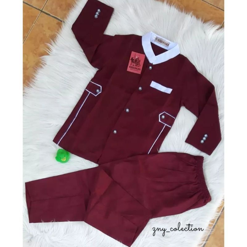 ZNY Baju Koko Anak laki laki  Setelan Koko anak lengan panjang Baju muslim anak laki laki