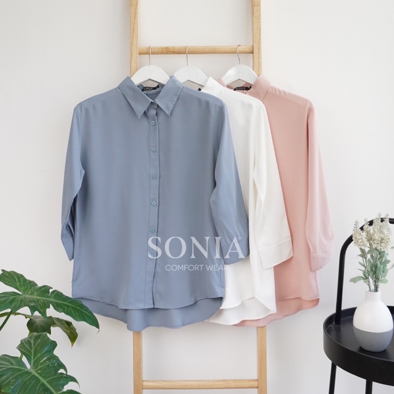Bianca Top B2316 - SONIA / Kemeja Wanita Chiffon Premium Korea / Kemeja Wanita Sifon Lengan Panjang / Kemeja Wanita Premium / Basic sifon kemeja wanita BEST SELLER-5