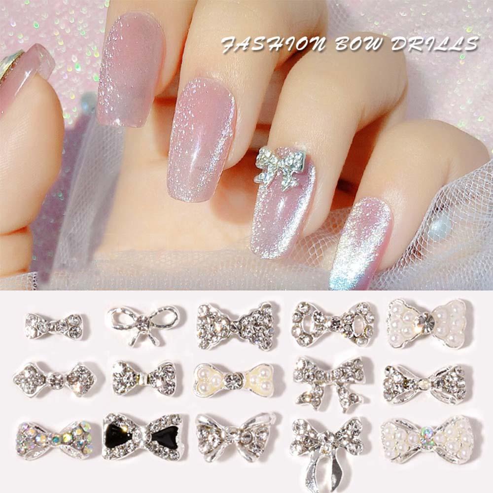 Agustina Bow Nail Rhinestones 5 Pcs Shiny Super Flash Ikatan Simpul Berlian Kaca Batu DIY Nail Art Dekorasi