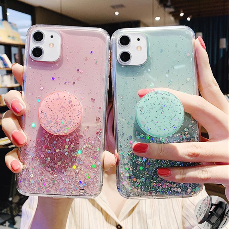 CASE SAMSUNG S20 S20 PLUS 4G 5G S20 ULTRA A21S GLITTER JELLY SOFTCASE WITH POP SOCKET