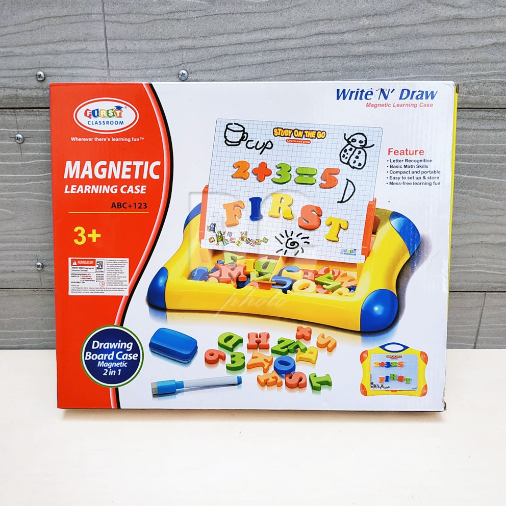 Drawing Board Case Magnetic 2in1 Warna RANDOM Mainan Edukasi Papan Tulis Huruf Angka Magnet