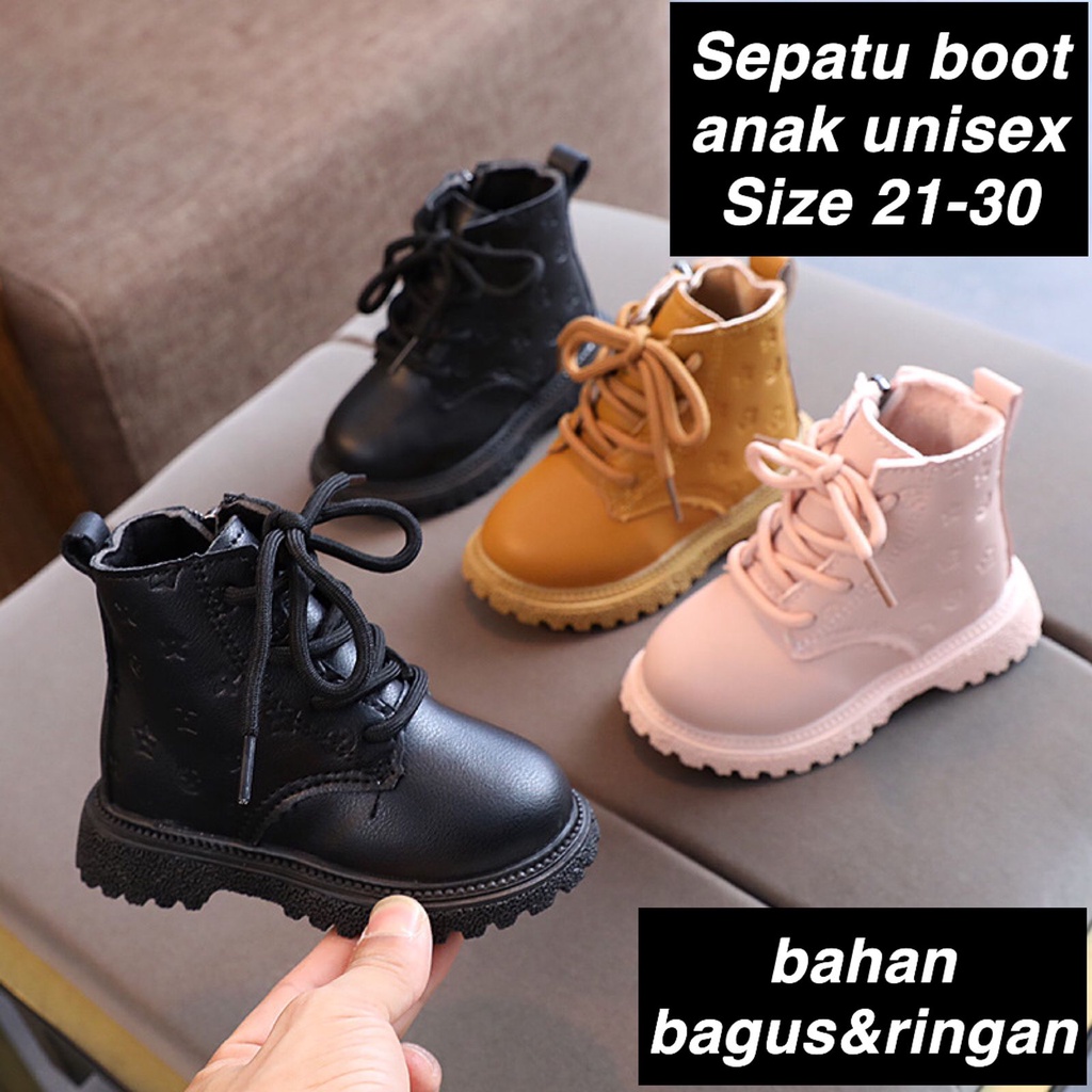 (LOLI-JKT) SP-KOL SEPATU ANAK BOOT PU LEATHER 21-30