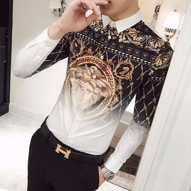 VOYAGER Kemeja slimfit koreanstyle versace white korean premium
