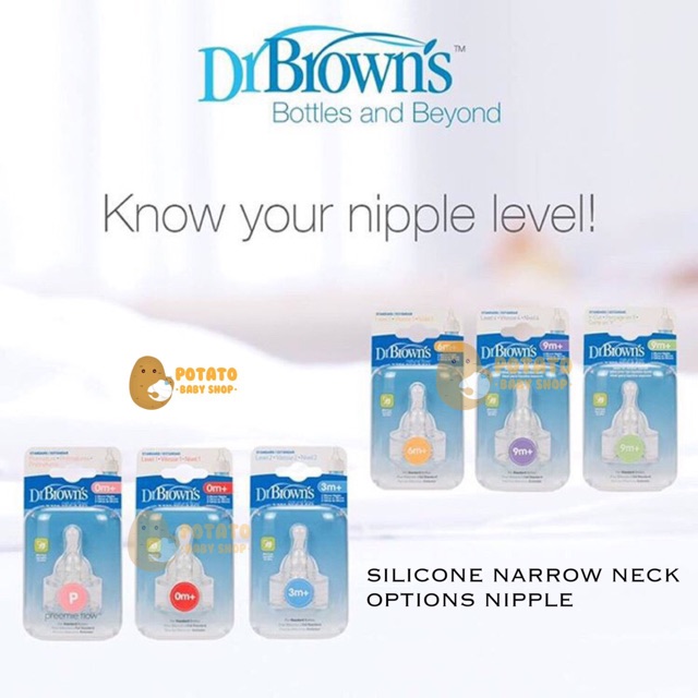 Dr Brown’s Silicone Narrow Neck Options Nipple - 2 Pack