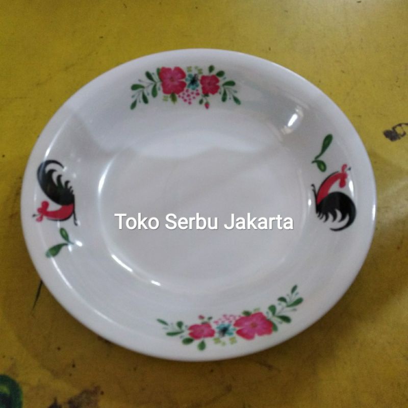 Piring Makan Lekuk Dalam 9" PL-519 Motif Ayam Jago Singa Singi