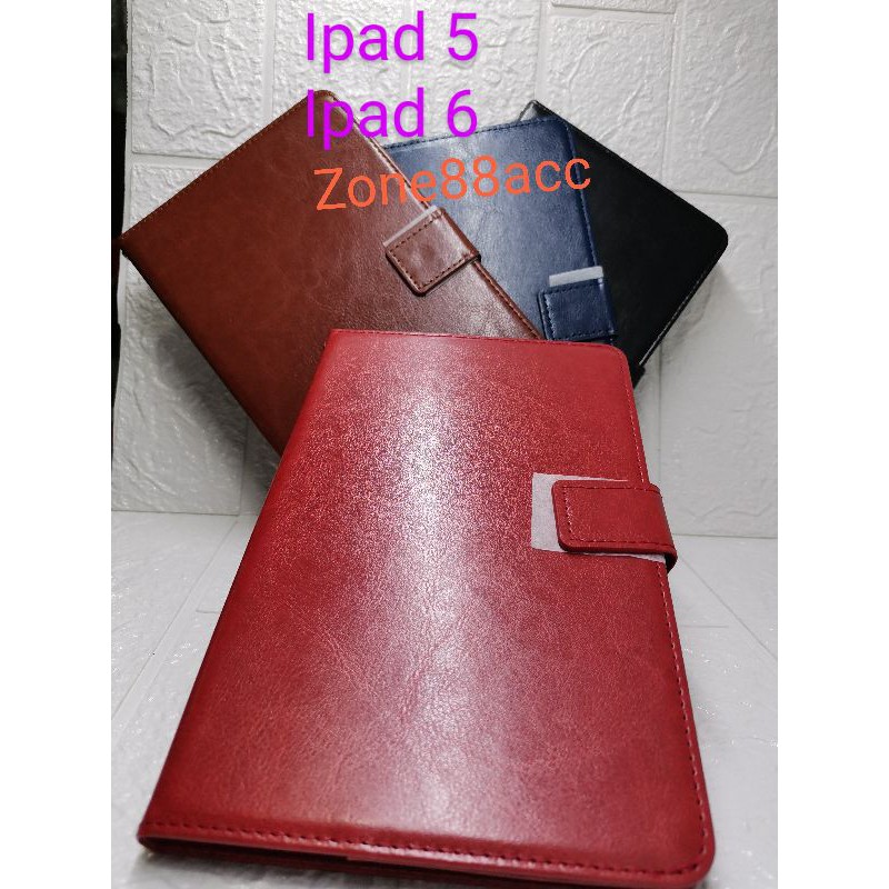 Ipad 5 6 Leather Case Flip Book Cover Softcase Folio Cover Casing Sarung Dompet Wallet Kulit