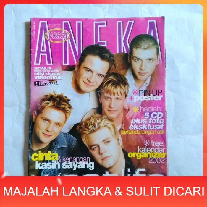 Sisipan Majalah ANEKA YESS No.3 Th.2002 Cover WESTLIFE + POSTER Langka