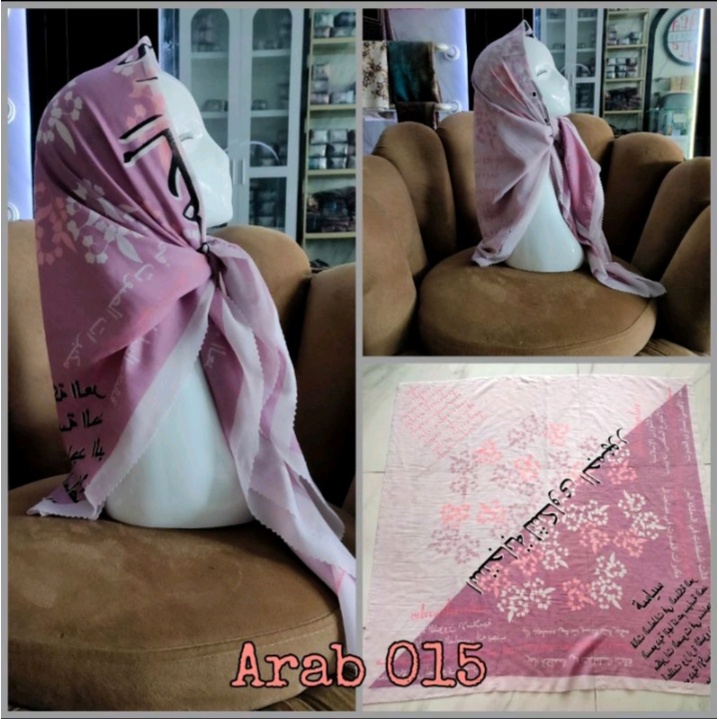 Hijab Segiempat Motif Koran arab / arabic premium / Kerudung voal best seller-ARAB 015