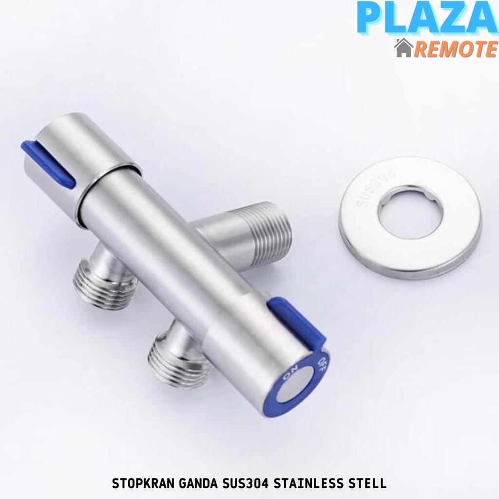 STOP KRAN KERAN DOUBLE SHOWER KIRI DAN KANAN STAINLESS SUS304 ANTI KARAT