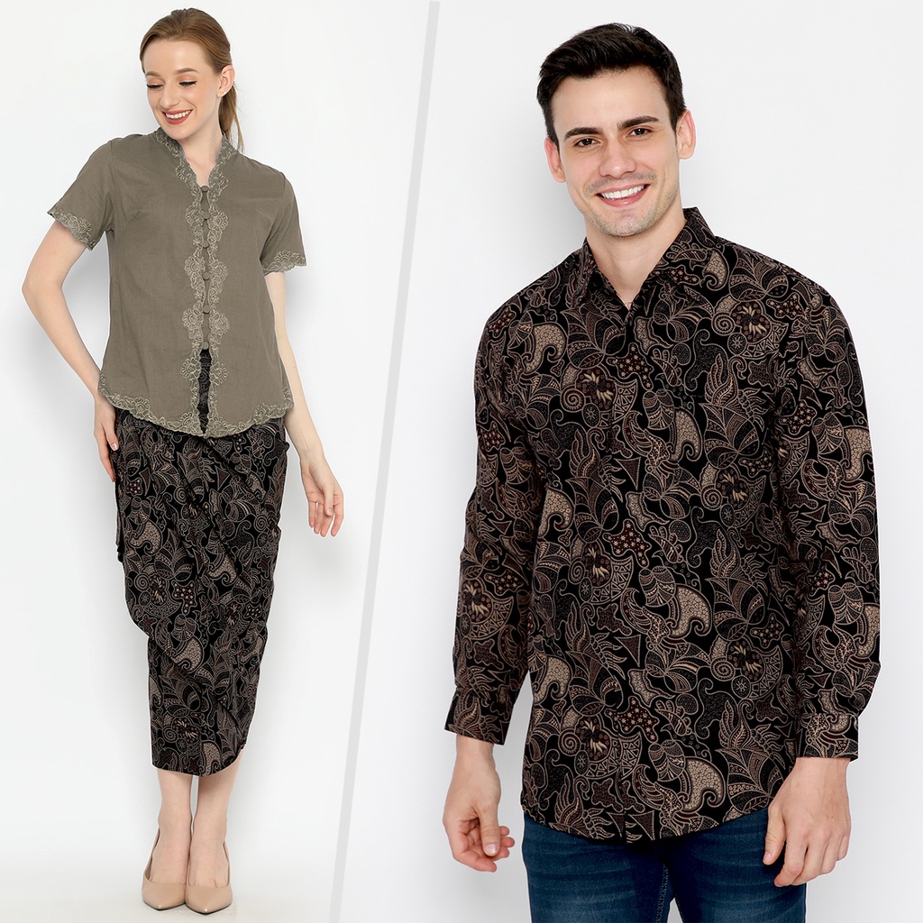 BATIK COUPLE MODERN  Kemeja Rok Lilit Instan Pria Lengan Panjang Slimfit Premium Elegant Coklat Hitam 721508 Cap 72 - Baju Kemeja Atasan Pakaian Batik Couple Cople Pria Cowok Laki Laki Remaja Keluarga Lengan Panjang Modern Slimfit Premium Kekinian