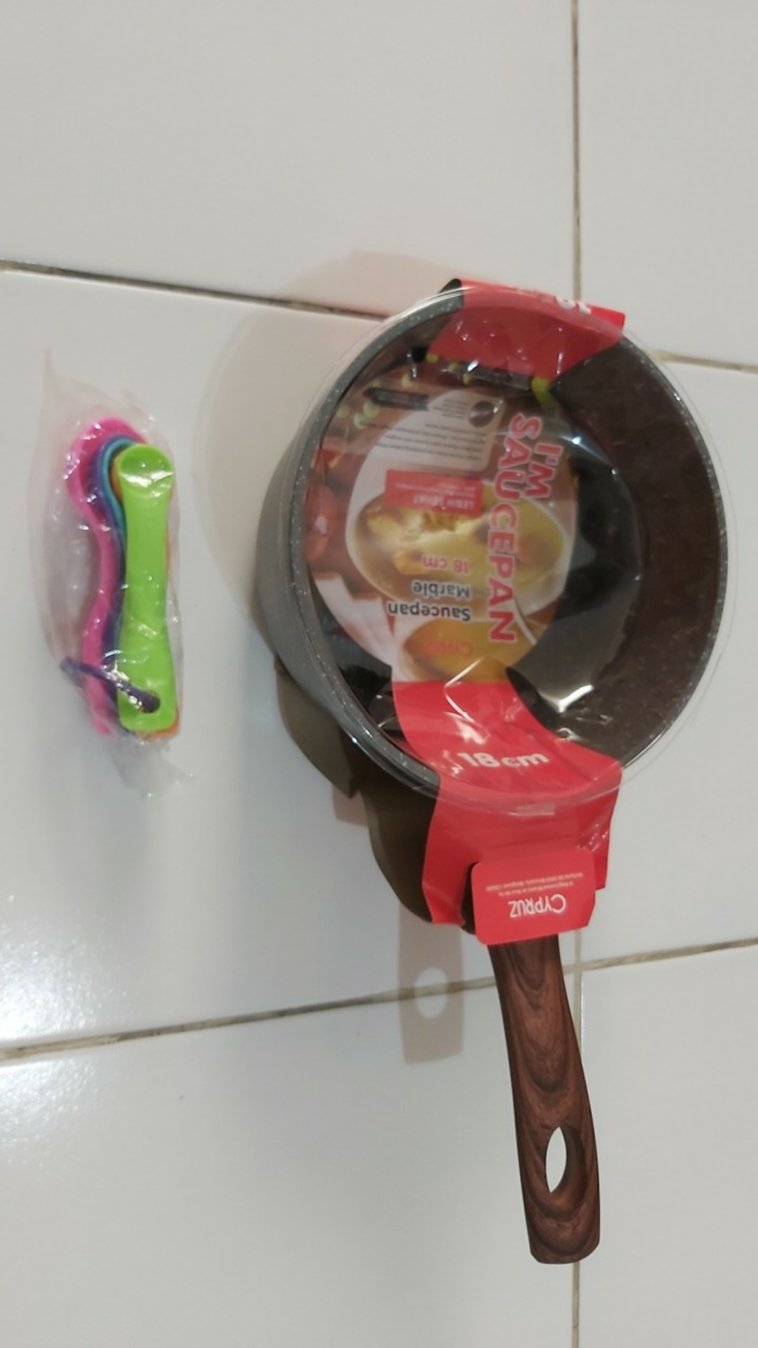 Cypruz Fry Pan Fry Wok Sauce Pan  Marble Coating Anti Lengket Keramik Gagang Kayu - Joukashop