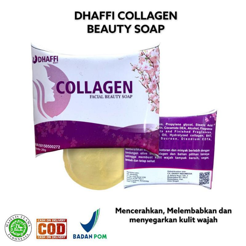 SABUN COLLAGEN pelembab glowing pencerah wajah muka DHAFFI BEAUTY FACIAL SOAP -