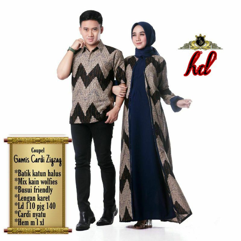 sarimbit batik couple gamis cardy zig zag termurah batik couple terbest seller bisa(COD)