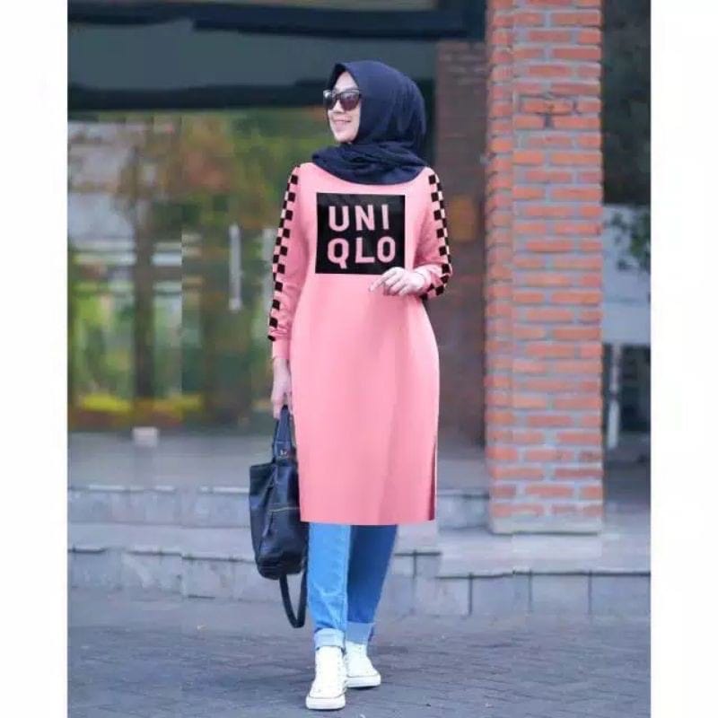 TUNIK UNIQLO FASHION PAKAIAN WANITA ATASAN BABYTERRY FEHM