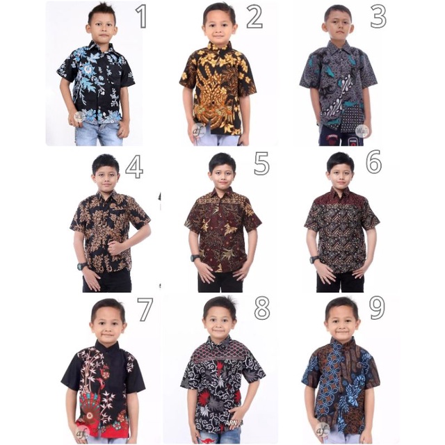 Baju batik anak laki-laki lengan panjang umur 2-14 tahun bisa buat sekolah hari batik