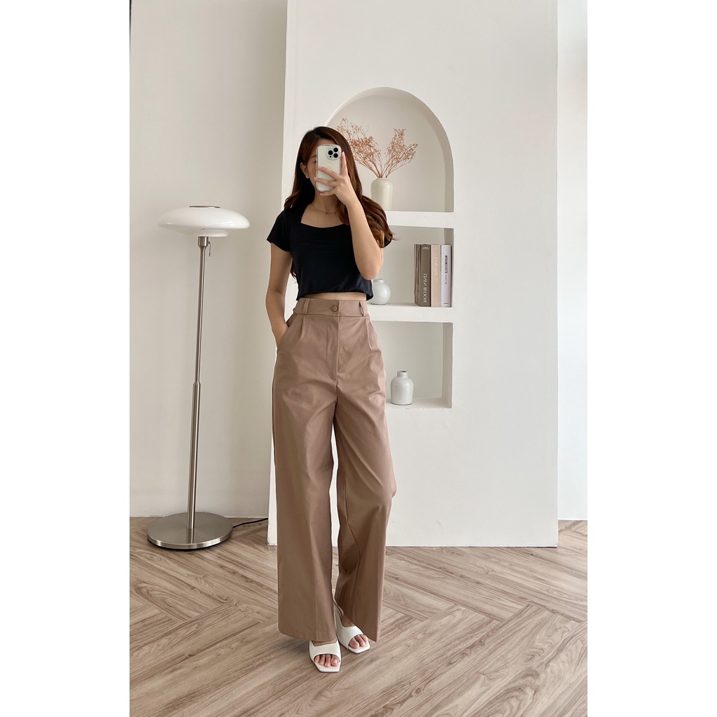 POTTIE - Cassia Chino Pants - Long Chino High Waist - Celana Chino Wanita