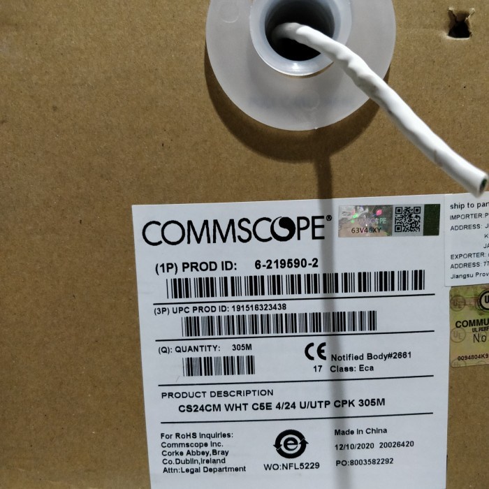 Eceran Indoor Kabel LAN Commscope AMP UTP Cat.5e ORIGINAL jual meteran per meter | cat5e jaringan