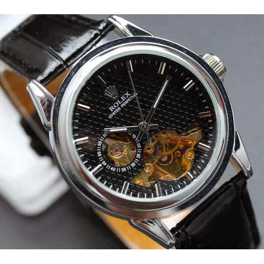 MUST HAVE Jam Tangan Rolex Skeleton Carrera Kulit Automatic TERLARIS
