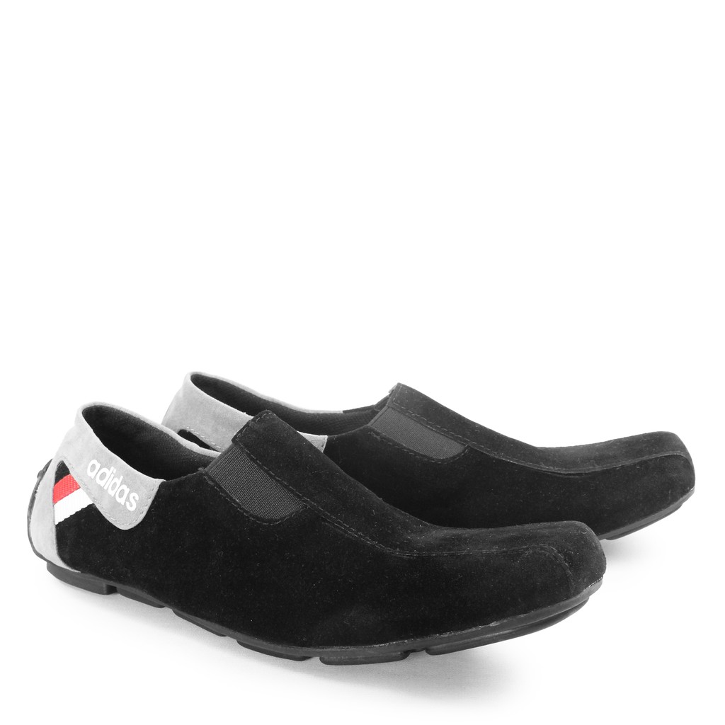 MS - TERMURAH !!! Sepatu Santai Pria Adidas Mzy Mocasin Hitam Casual Slip On Suede Simple Keren