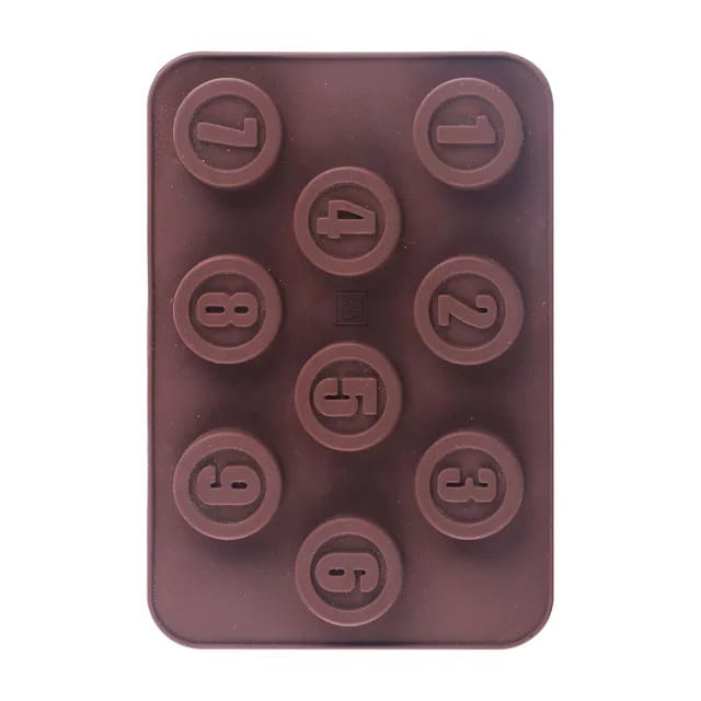 Cetakan Coklat Silicone Angka 1 sampai 9 Bulat Cetakan Coklat Jelly Pudding es Batu Bulat Angka 1-9 Silicone Molds Baking Chocolate