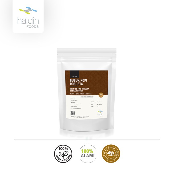 

[BISA COD] Bubuk Kopi Roasted Fine Robusta Coffee Ground 250 gram by haldinfoods