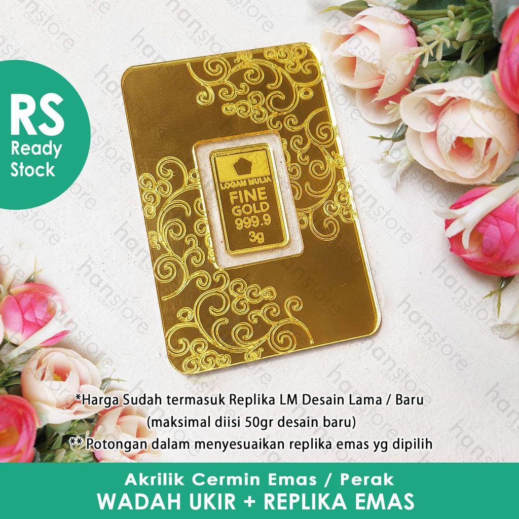 RS Wadah Ukir + Replika logam emas Desain Lama &amp; Desain BARU untuk mahar