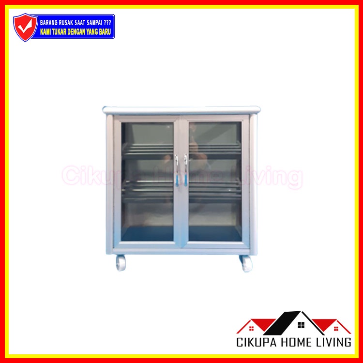 LEMARI RAK SEPATU 3 SUSUN + RODA KACA RIBEN 54 CM LSS 803-54